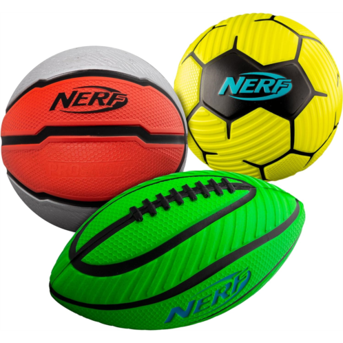 Nerf Mini Foam Sports Ball Set - Foam Football, Soccer Ball + Basketball Set Soft Foam Sports Set for Kids