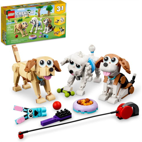 LEGO Creator 3 in 1 Adorable Dogs Building Toy Set 31137, Stocking Stuffer or Gift for Dog Lovers, Featuring Dachshund, Beagle, Pug, Poodle, Husky, or Labrador Figures for Kids Age