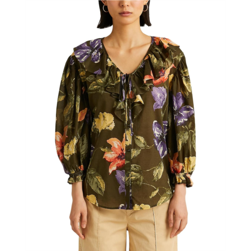 POLO RALPH LAUREN Floral Cotton Voile Blouse