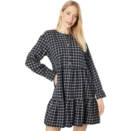 Madewell Long Sleeve Button Placket Tiered Mini Dress