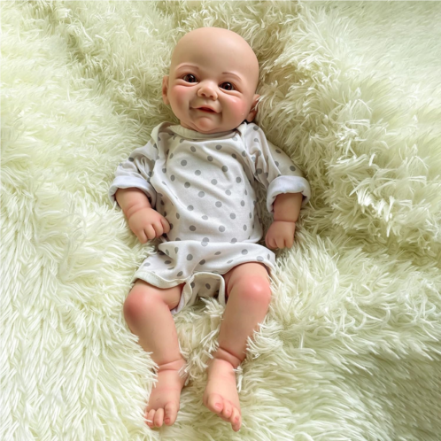 Oppaionaho 43cm Lifelike Silicone Reborn Baby Doll Handmade Painted Girl Weighted Smiling Solid Dolls, Not a Cloth Body