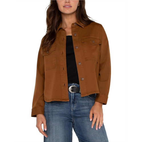 Womens Liverpool Los Angeles Cropped Shirt Jacket Soft Touch Twill