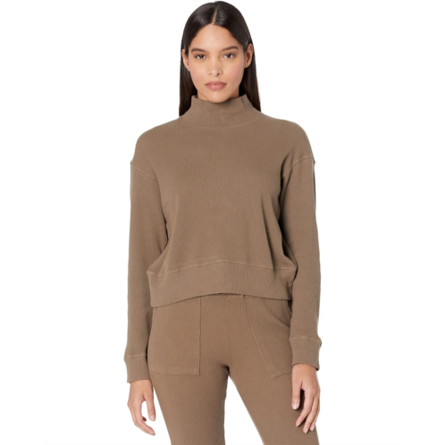 MONROW Brushed Thermal Mock Neck Slouchy Sweatshirt