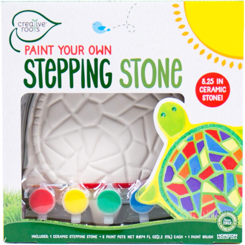 Creative Roots Mosaic Turtle DIY Stepping Stone Kit, Includes Ceramic Stone & 6 Vibrant Paints for Kids Ages 8+