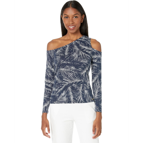 Michael Michael Kors Pettie Palm Cold-Shoulder Top