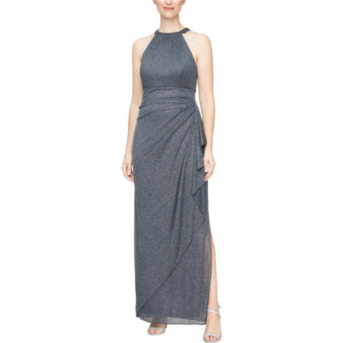 Womens Alex Evenings Long Sleeveless Halter Neck Dress