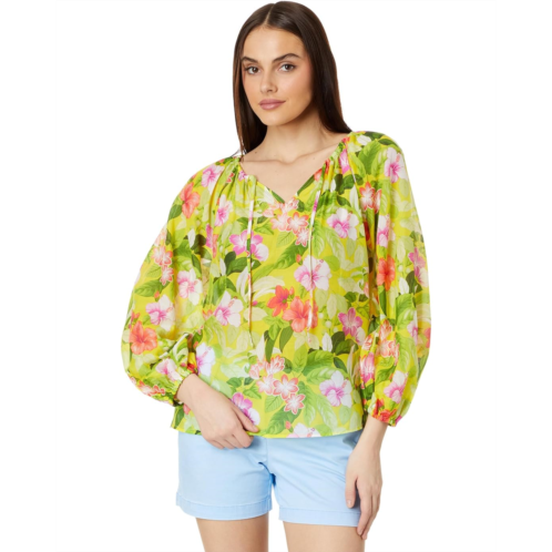 Womens Tommy Bahama Happy Hour Flwr LS Peasant Top