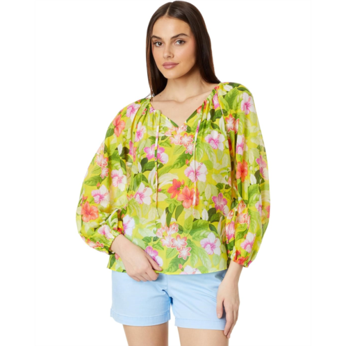 Tommy Bahama Happy Hour Flwr LS Peasant Top