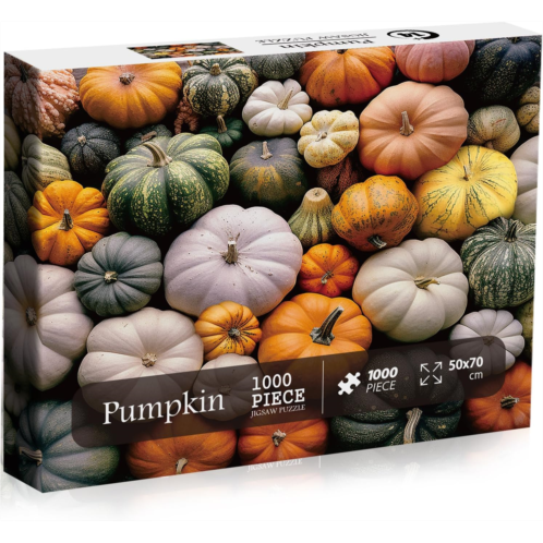 PICKFORU Thanksgiving Pumpkin Puzzles for Adults 1000 Pieces, Autumn Fall Harvest Collage Puzzles, Impossible Hard Difficult Jigsaw Puzzle, Halloween Colorful Challenging Heirloom Pumpkins