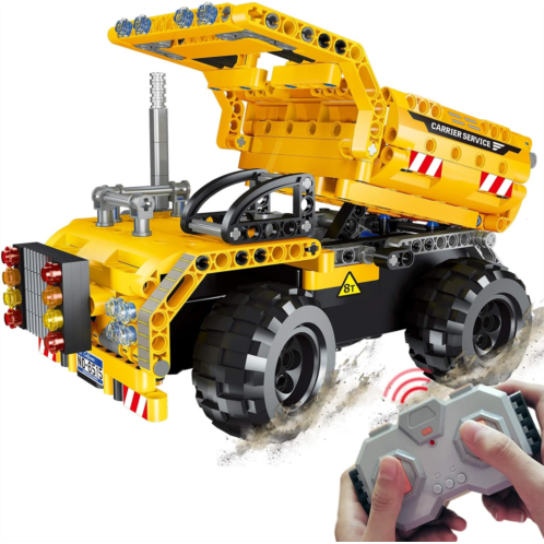 BIRANCO. Dump Truck Building Set with Remote Control, Fun STEM Engineering Construction Toys for Boys and Girls Ages 6-12 Years Old and up, Best Toy Gift for Kids, Activity Game