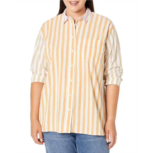 Madewell The Plus Signature Poplin Oversized Shirt in Mixed Stripe