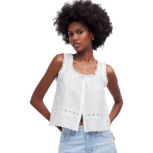 Madewell Embroidered Ruffle-Trim Top