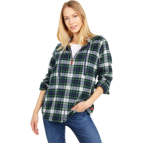 L.L.Bean Womens LLBean Scotch Plaid Flannel Relaxed Fit Hoodie