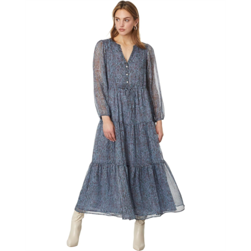 Lucky Brand Printed Shine Chiffon Maxi Dress