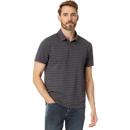 Vince Garment Dye Fleck Stripe Short Sleeve Polo