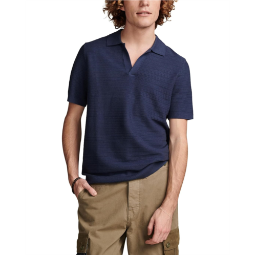 Lucky Brand Crochet Johnny Collar Short Sleeve Polo