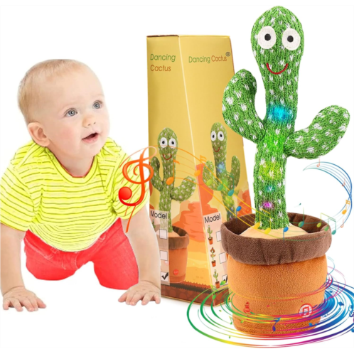 Emoin Dancing Cactus Baby Toys 6 to 12 Months, Talking Cactus Toys Repeats What You Say Baby Boy Toys, Dancing Cactus Mimicking Toy with LED English Sing Talking Musical Toys