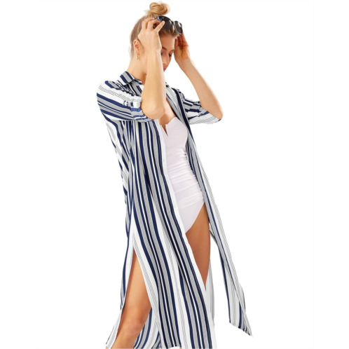 Womens Tommy Bahama Tan Lines Stripes Midi Duster