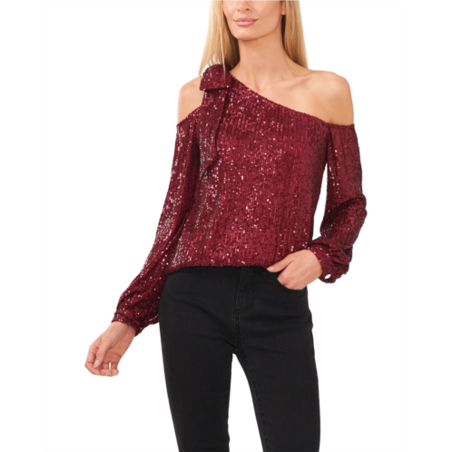 Womens CeCe Sequin One Shoulder Top