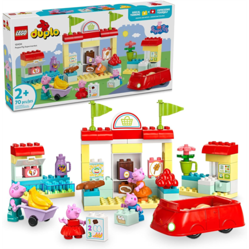 LEGO DUPLO Peppa Pig Supermarket Toy for Toddlers with 4 Figures Included, Creative Building Set for Preschoolers, Learning Toy That Helps Develop Fine Motor Skills, Gift for Kids