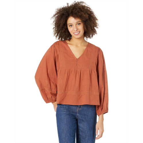 Lucky Brand Lace Inset V-Neck Blouse