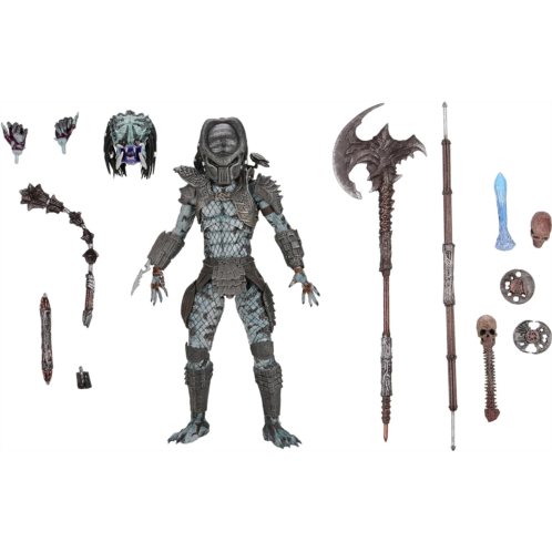 NECA Predator 2 Ultimate Warrior 7-Inch Scale Action Figure (30th Anniversary Collection) with Alternate Unmasked Head and Accessories