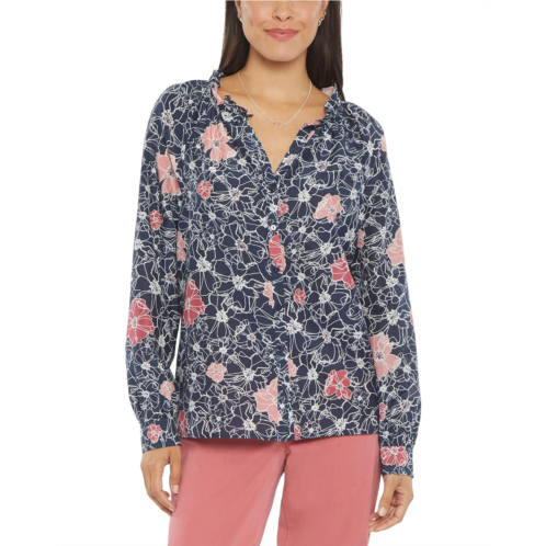 NYDJ Ruffle Neck Peasant Blouse