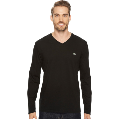 Mens Lacoste Long Sleeve Pima Jersey V-Neck T-Shirt