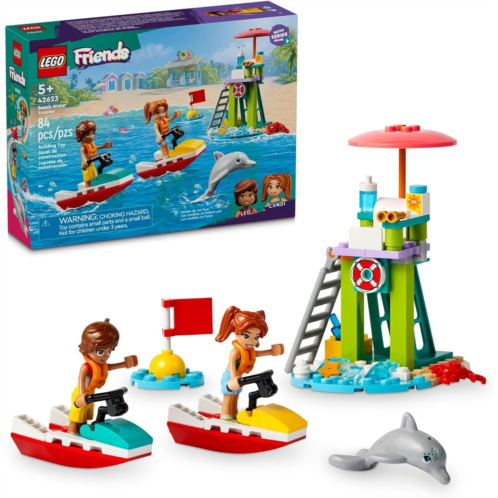 LEGO Friends Beach Water Scooter, Lifeguard Toy Building Set for Kids, Beach Toy Gift Idea for Girls and Boys Ages 5 Years and Up with 2 Mini Dolls and a Dolphin Toy Figure, 42623