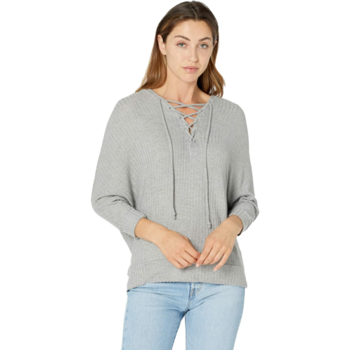 Chaser Thermal 3/4 Sleeve Lace-Up Dolman Hoodie