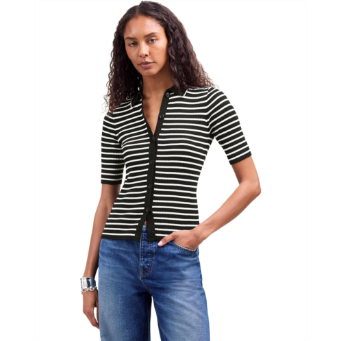 Madewell Stripe Antonia Snowy Short Sleeve Polo Tee