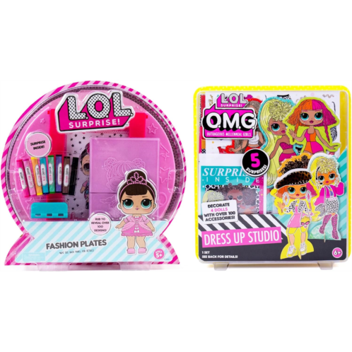 L.O.L. Surprise! 2-in-1 Fashion Design Activity Kits by Horizon Group USA, Includes 2 DIY Fashion Craft Kits, Create 100+ Designs with Fashion Plates, Dress-Up Dolls with Reusable