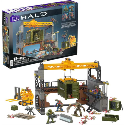 Mega Halo Infinite Building Toys Set, Floodgate Firefight with 634 Pieces, 4 Micro Action Figures, Poseable Articulation, Accessories, Kids or Adult (Amazon Exclusive)