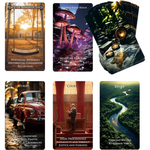 Trikendou The Place Oracle Cards Deck - Tarot Cards for Destination, Beginner Oracle Deck, Foiled Oracle Cards with Meaning on Them -78 Location Cards