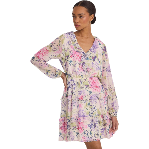 POLO RALPH LAUREN Womens Lauren Ralph Lauren Floral Crinkle Georgette Surplice Dress