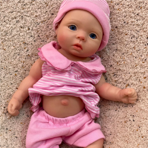 OtardDolls Reborn Baby Doll, 11 Inch Real Life Baby Doll Baby Dolls Soft Full Silicone Body Mini Realistic Newborn Baby Doll with Feeding Kit