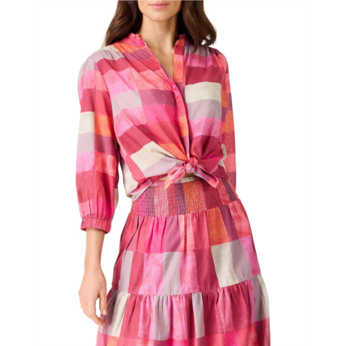 NICZOE Sunset Plaid Cotton Girlfriend Shirt