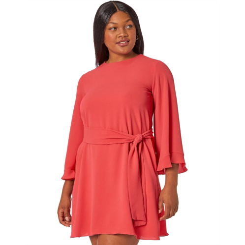 Maggy London Long Bell Sleeve Mini Dress with Tie Waist