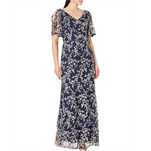 Alex Evenings Long Embroidered Fit-and-Flare Dress
