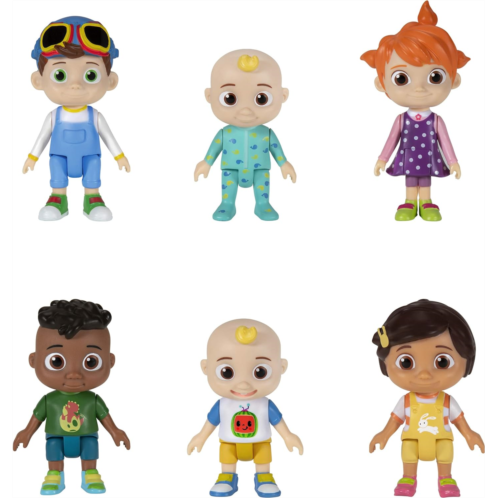 CoComelon Official Friends & Family, 6 Figure Pack - 3 Inch Character Toys - Features Two Baby JJ Figures (Tee and Onesie), Tomtom, YoYo, Cody, and Nina - Toys for Babies and Toddl