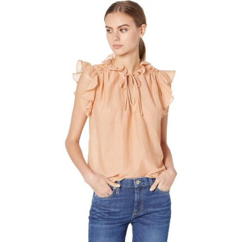 7 For All Mankind Shirred Ruffle Flutter Sleeve
