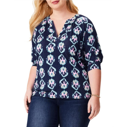 Womens NIC+ZOE Plus Size Ocean Batik Top