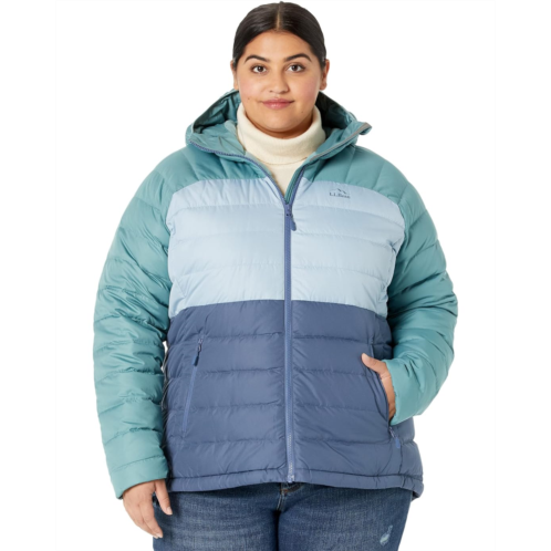 L.L.Bean Womens LLBean Plus Size Down Hooded Jacket Color-Block