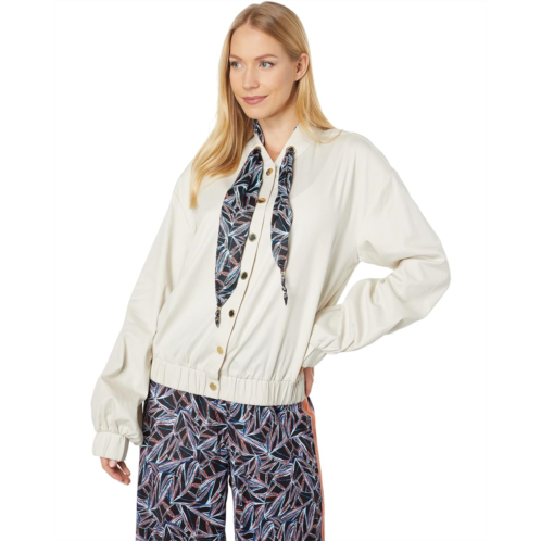 H Halston Tie Neck Bomber Jacket