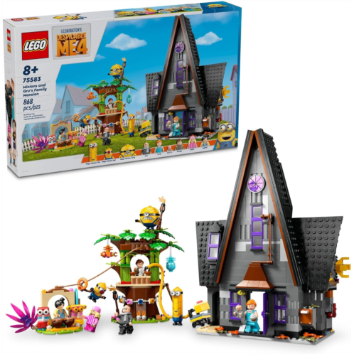 LEGO Despicable Me 4 Minions and Gruinchs Family Mansion, Minions Toy House and Tree Playset from Movie, Fun Despicable Me Toy, Creative Gift for Boys and Girls Aged 8 and Up, 7558