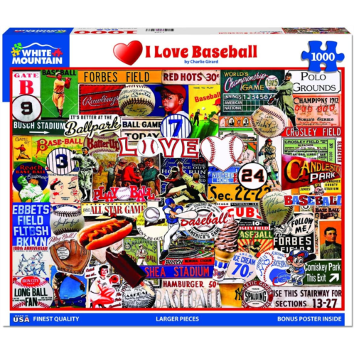 White Mountain Puzzles - I Love Baseball - 1000 Piece Jigsaw Puzzle