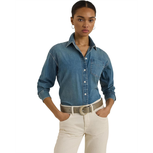 POLO RALPH LAUREN Womens LAUREN Ralph Lauren Petite Relaxed Fit Denim Shirt