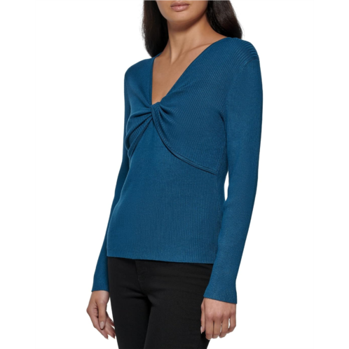 Calvin Klein Long Sleeve V-Neck with Twist Detail