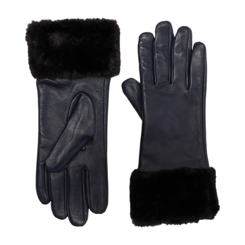 Badgley Mischka Leather Gloves w/ Faux Fur Cuff