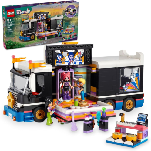 LEGO Friends Pop Star Music Tour Bus Play Together? Toy, Social-Emotional Musical Toy with 4 Mini-Doll Characters, Toy Truck Building Kit, Music Gift for 8 Year Old Kids, Girls and
